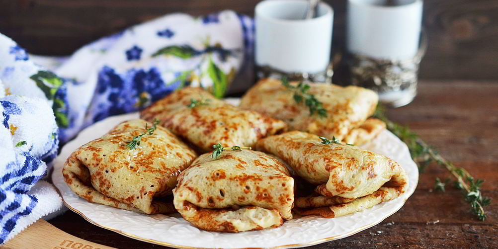 Рецепт блинчики с сыром и грибами