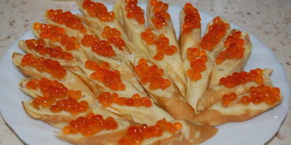 Рецепт блины с икрой и сметаной