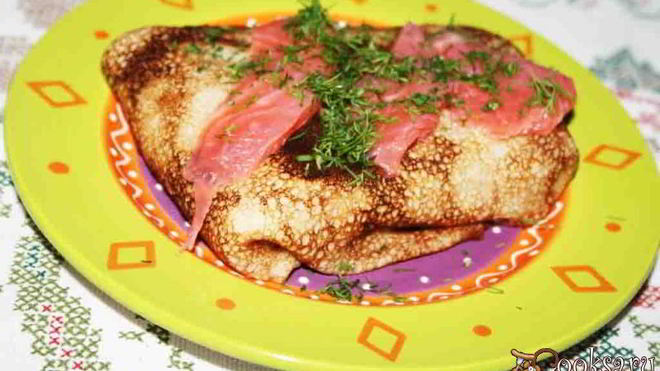 Рецепт Блинчики с картофелем и форелью