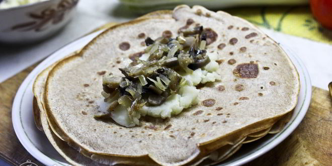 Рецепт блинчики с картошкой и грибами