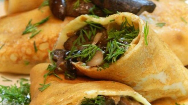 Рецепт Блинчики с лесными грибами
