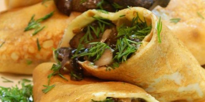 Рецепт блинчики с лесными грибами