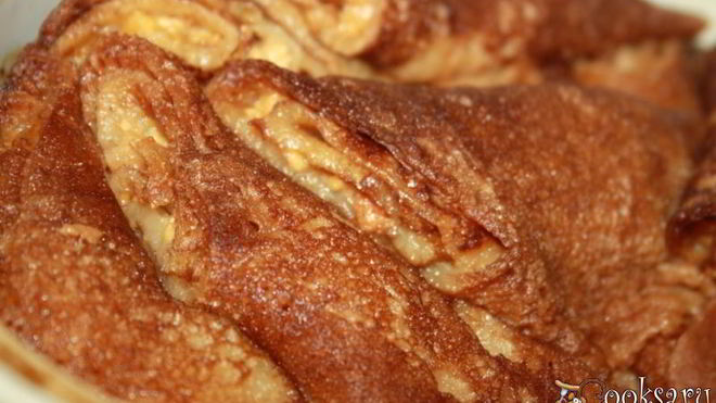 Рецепт Блинчики с творогом и курагой, томленые со сливочным маслом