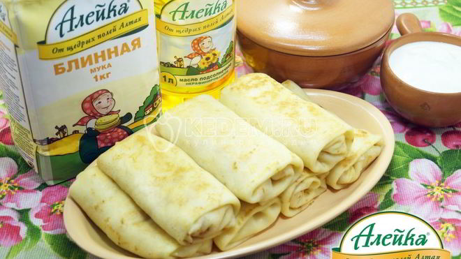 Рецепт Блинчики с ветчиной и сыром