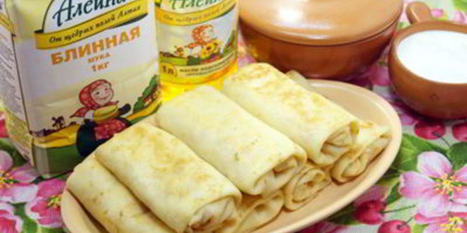 Рецепт блинчики с ветчиной и сыром