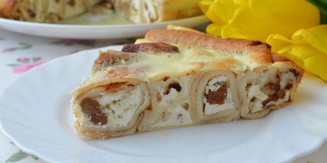 Рецепт блинная ванильная улитка с творогом и изюмом