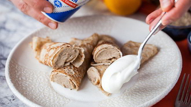 Рецепт Блины из гречневой муки с паштетом из куриной печени