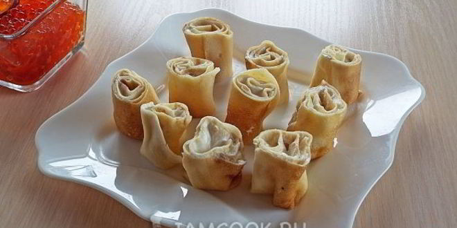 Рецепт блины с икрой и сметаной