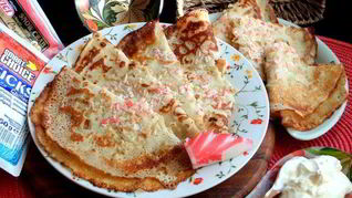 Рецепт Блины с крабовым припеком