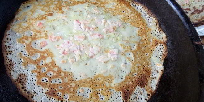 Рецепт блины с крабовым припеком