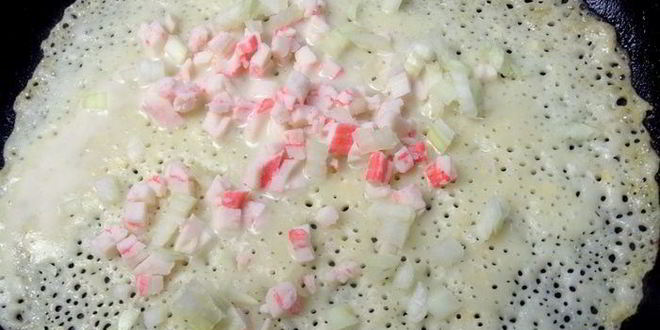 Рецепт блины с крабовым припеком