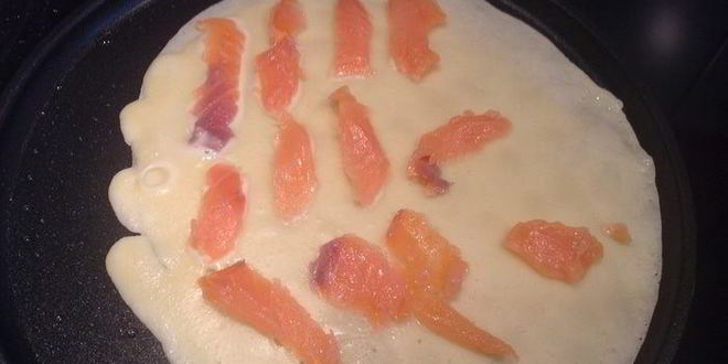 Рецепт блины с припеком с форелью и с яблоком