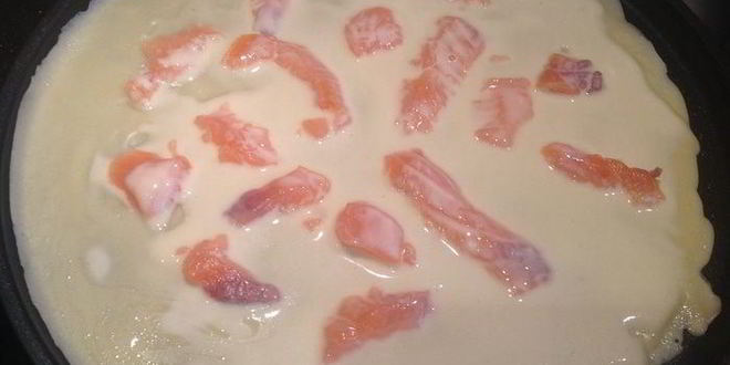 Рецепт блины с припеком с форелью и с яблоком