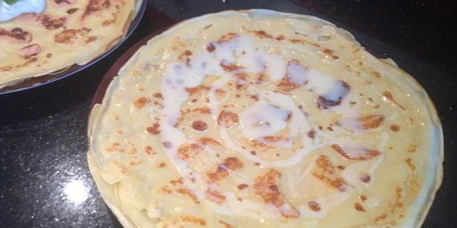 Рецепт блины с припеком с форелью и с яблоком