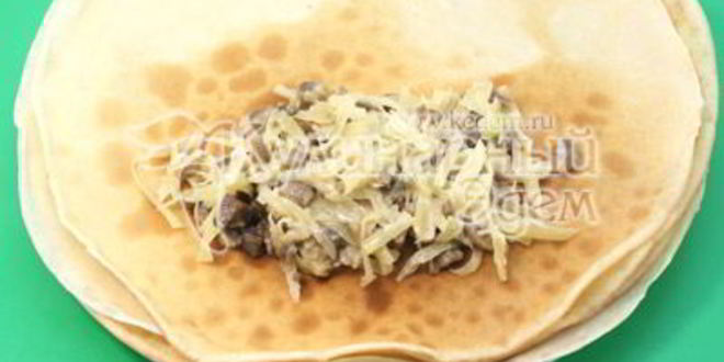 Рецепт фаршированные блины с грибами и сыром