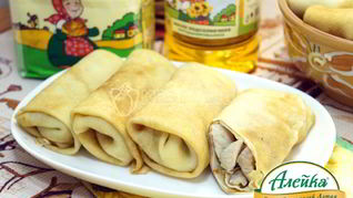 Рецепт Фаршированные блины с курицей и грибами