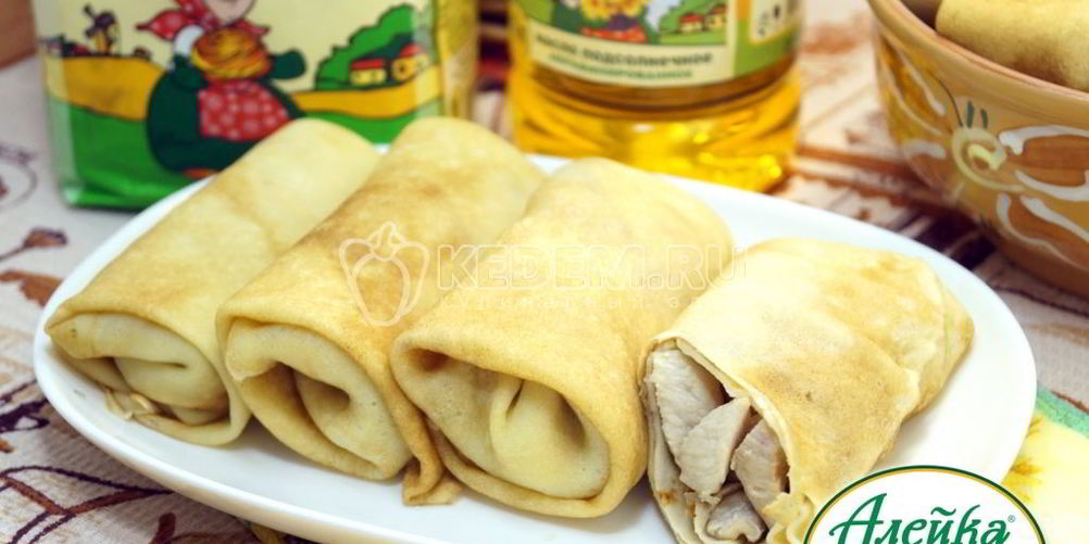 Как приготовить фаршированные блины с курицей и грибами