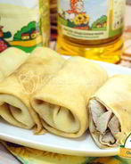 Фаршированные блины с курицей и грибами