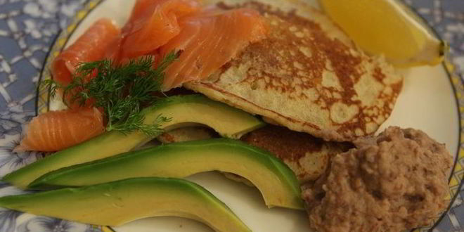 Рецепт гречневые блины с семгой и хумусом