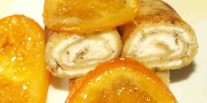 Рецепт миндальные блинчики с рикоттой и карамелизированными апельсинами