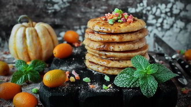 Рецепт Тыквенные блинчики с ржаными отрубями