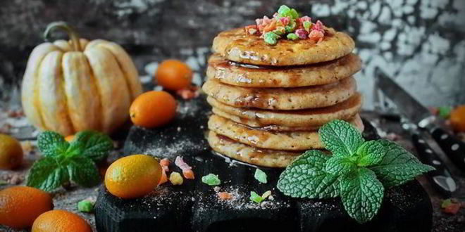 Рецепт тыквенные блинчики с ржаными отрубями