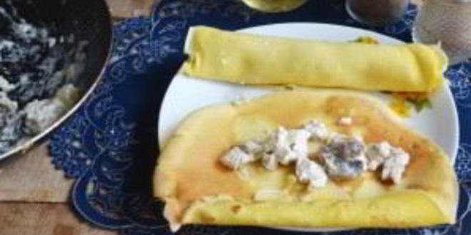 Рецепт запеченные блины с курицей и шампиньонами