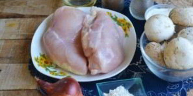 Рецепт запеченные блины с курицей и шампиньонами