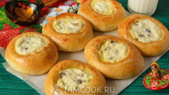 Рецепт Ватрушки из дрожжевого теста с творогом