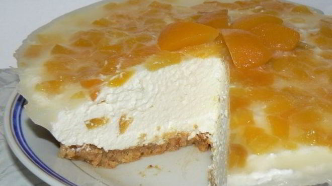 Рецепт Чизкейк без выпечки с персиками