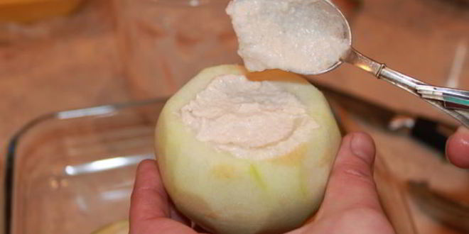 Рецепт чизкейк в яблоке — запеченное яблоко