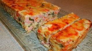 Рецепт Овощной кекс с ветчиной и сыром