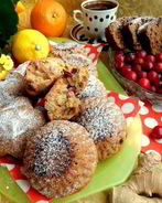 Постные кексы с семечками и клюквой