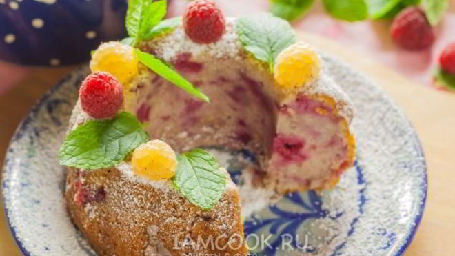Рецепт Творожный кекс с малиной