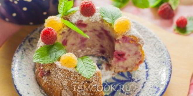 Рецепт творожный кекс с малиной