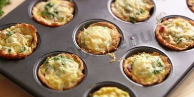 Рецепт корзиночки из тостового хлеба с колбасой и сыром