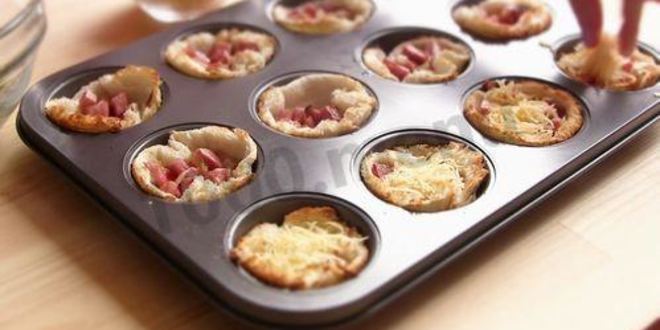 Рецепт корзиночки из тостового хлеба с колбасой и сыром