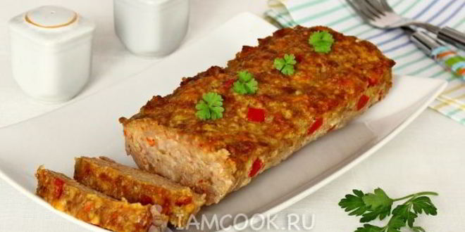 Рецепт мясной хлеб с пшеном и болгарским перцем