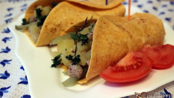 Рецепт Лепешки тортилья с картофелем и свининой