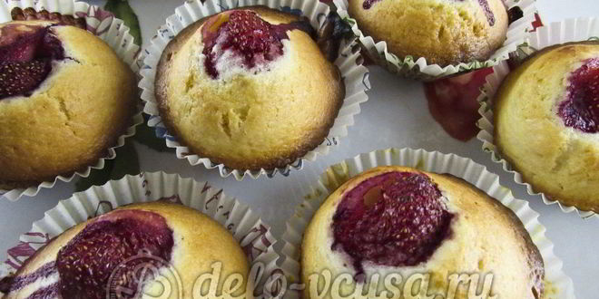 Рецепт маффины с клубникой