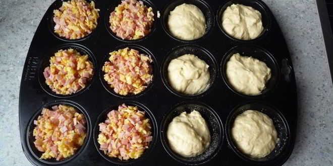 Рецепт маффины с сыром и ветчиной из дрожжевого теста