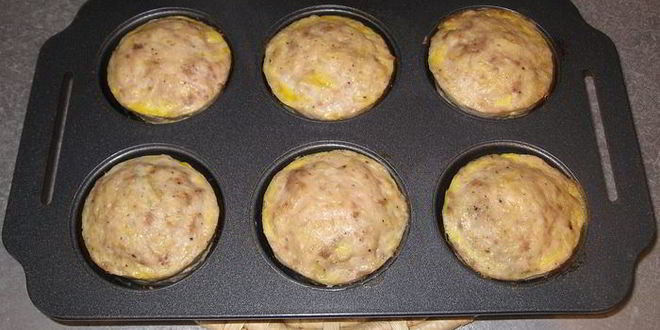 Рецепт мясные маффины с овощной начинкой