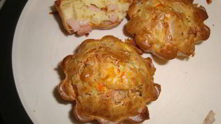 Рецепт Овощные маффины с ветчиной