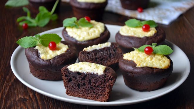 Рецепт Шоколадные маффины с творогом