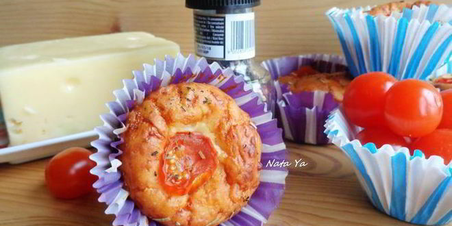 Рецепт сырные маффины с помидорами черри