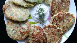 Рецепт Кабачковые оладьи с творогом