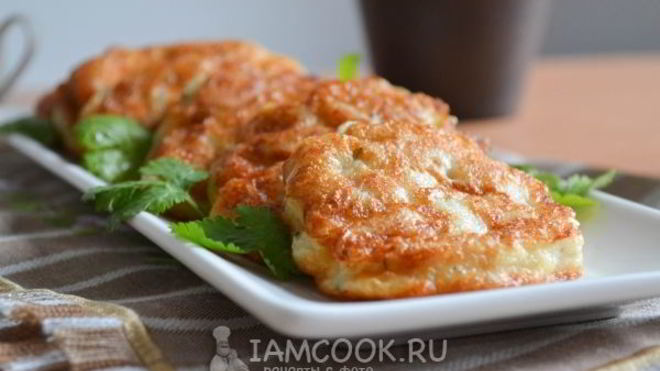 Рецепт Оладьи из куриного филе с крахмалом и кефиром