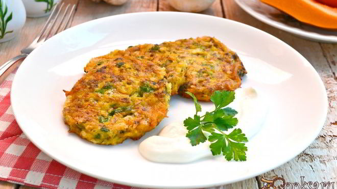 Рецепт Оладьи из тыквы с грибами и сыром