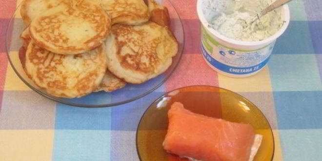 Рецепт оладьи картофельные с семгой