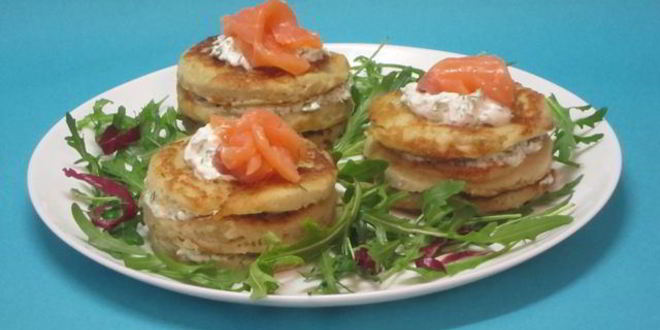 Рецепт оладьи картофельные с семгой